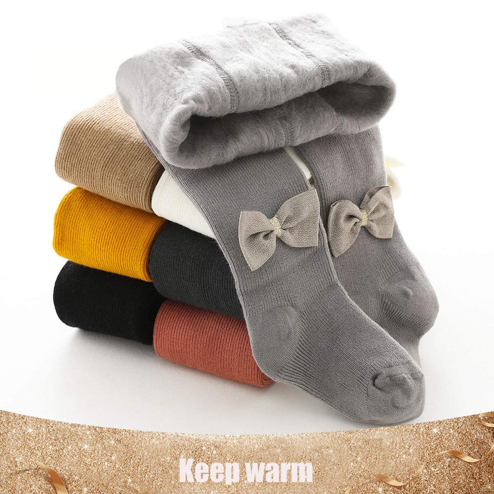 YAMEE Fleece-Lined Winter Baby Toddler Girls Tights - Warm Cable Knit Cotton Leggings & Stockings for Cold Weather (Plus Size Available) - Perfect for Playtime, School & Outdoor Activities