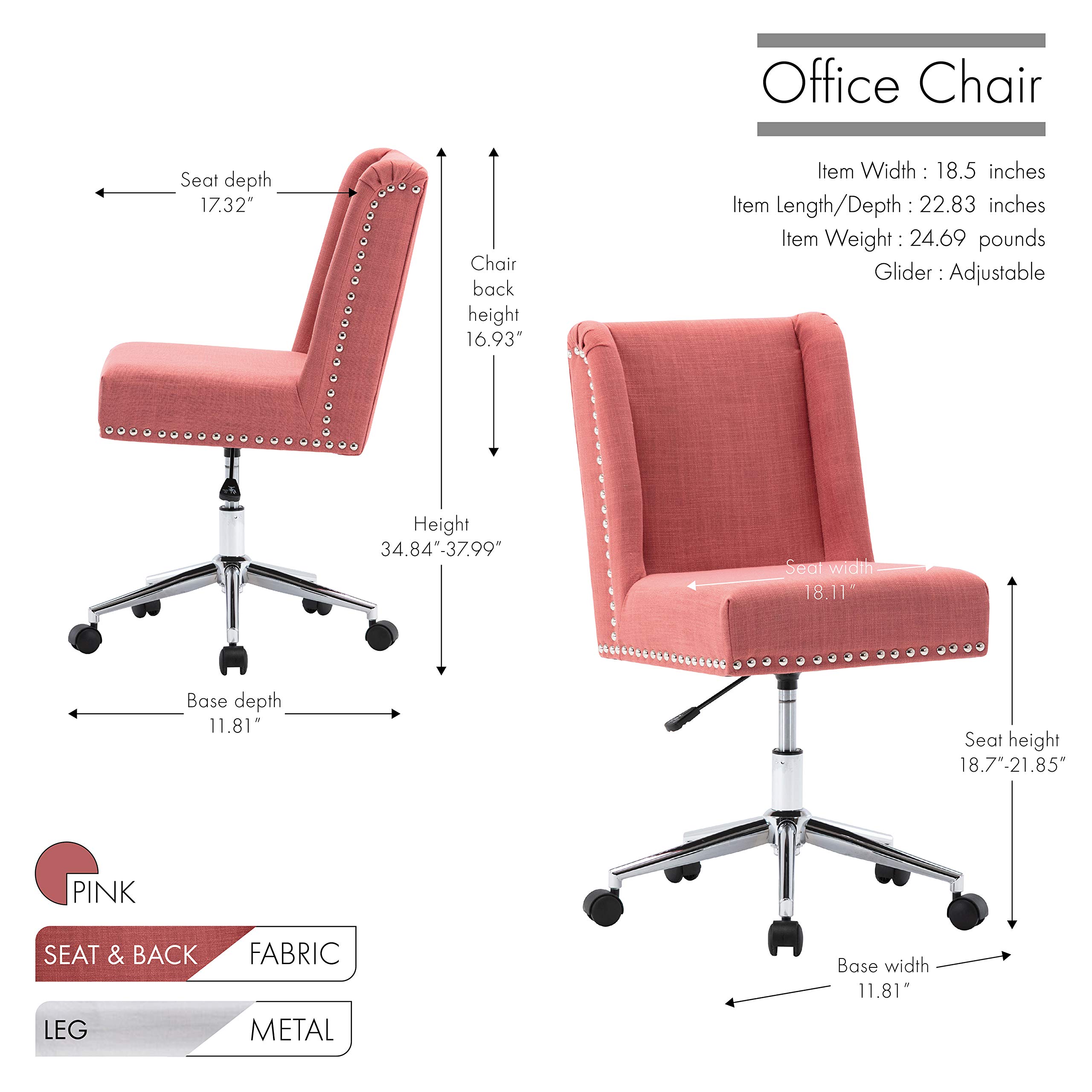 Porthos Ergonomic Home Office Chair with Breathable Fabric Upholstery & Studded Design - Perfect for Remote Work, Gaming & Study