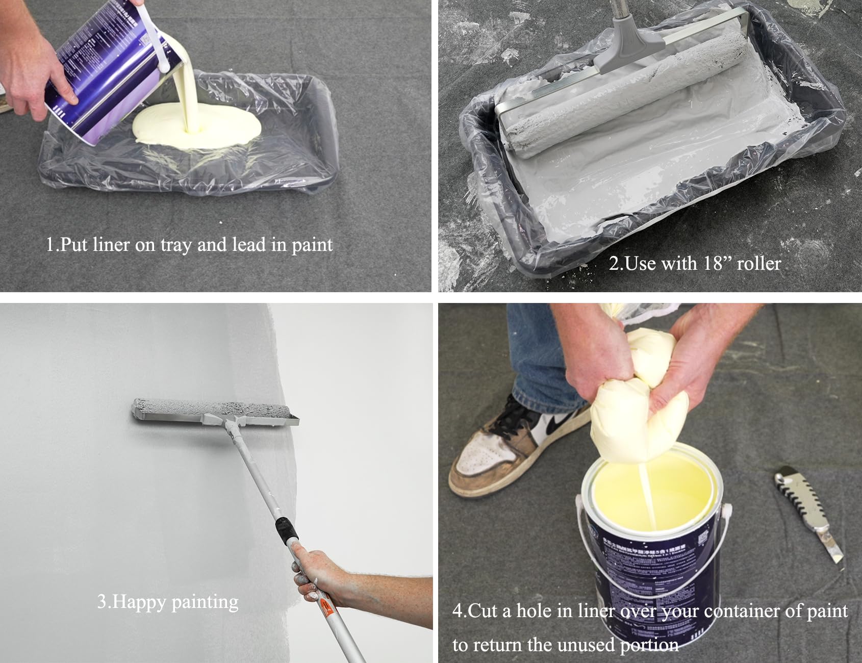 ROLLINGDOG 18 Inch Large Paint Tray Set - 2 Paint Trays & 10 Disposable Liners for Professional & DIY Painting Projects - Perfect for Walls, Ceilings, and Home Renovations