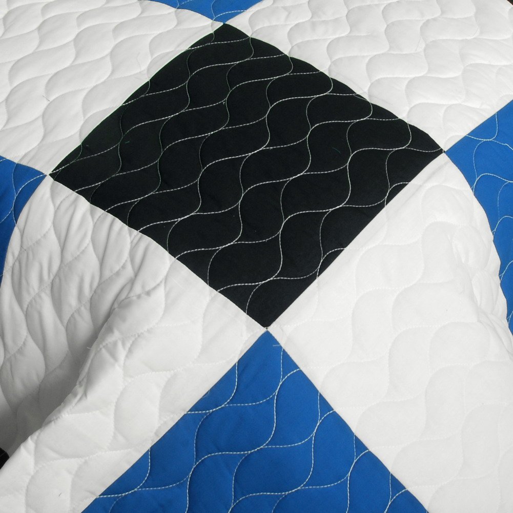 Stylish Vermicelli-Quilted Patchwork Plaid Comforter Set - Full/Queen Size Bedding for Cozy Winter Nights & Farmhouse Decor