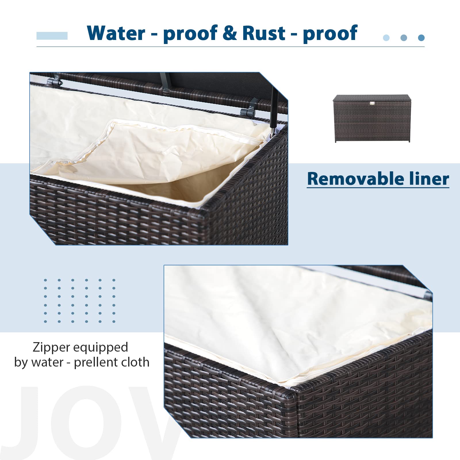 JOIVI 120 Gallon Waterproof Outdoor Patio Storage Box - Large Wicker Deck Box for Cushions, Garden Tools & Pool Accessories in Espresso Brown - Perfect for Backyard, Patio & Poolside Organization