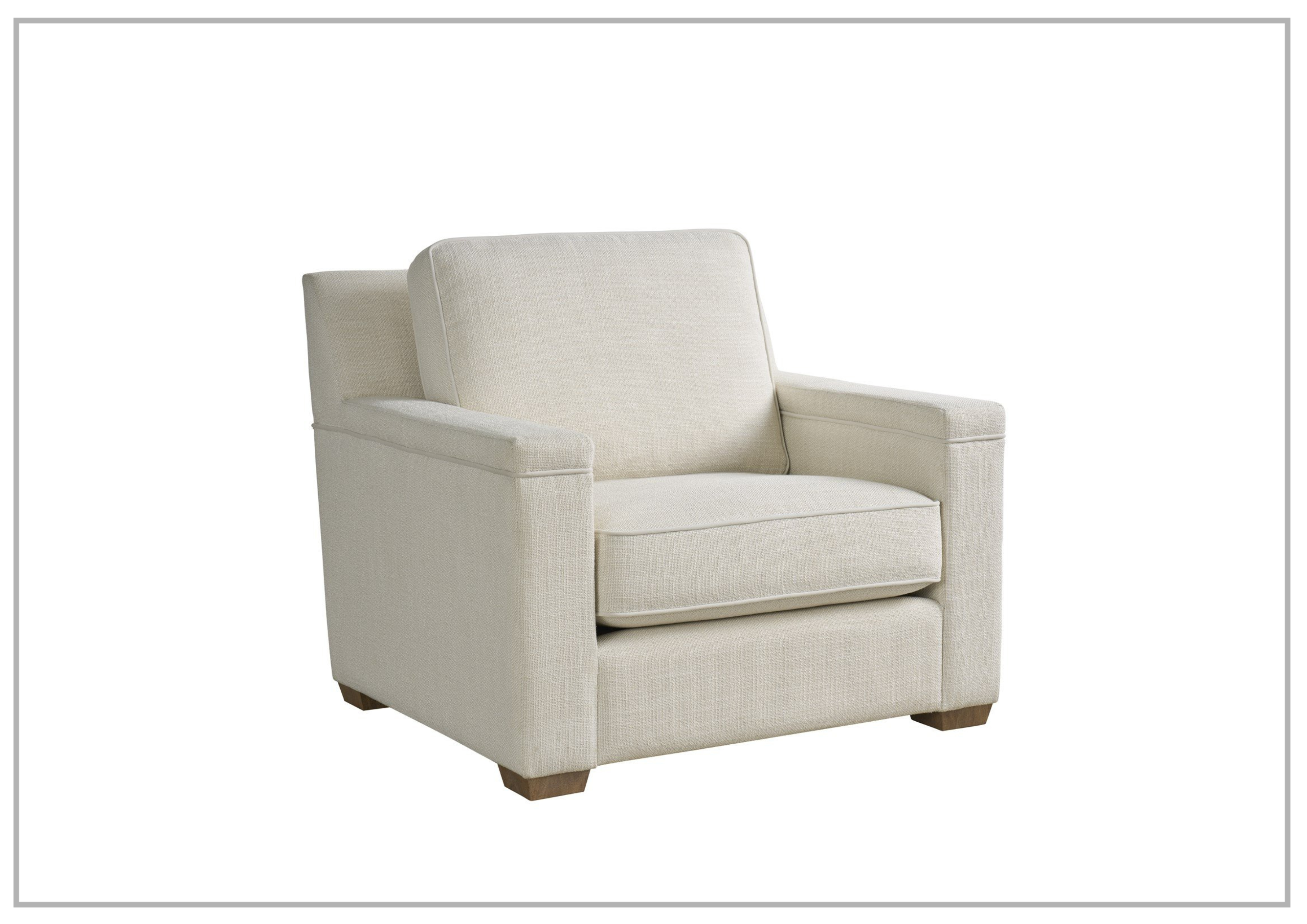 Universal Leah Beige Fabric Rectangular Sofa Chair - Modern Living Room Furniture for Small Spaces, Home Office & Lounge Areas