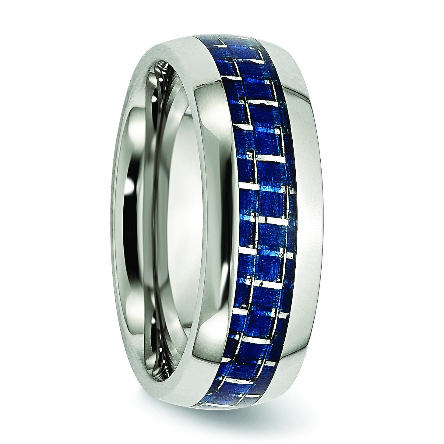 Men's Stainless Steel Blue Carbon Fiber Inlay Polished Wedding Band Ring - Durable Comfort Fit Ring for Men, Perfect for Engagement, Wedding & Anniversary Gifts