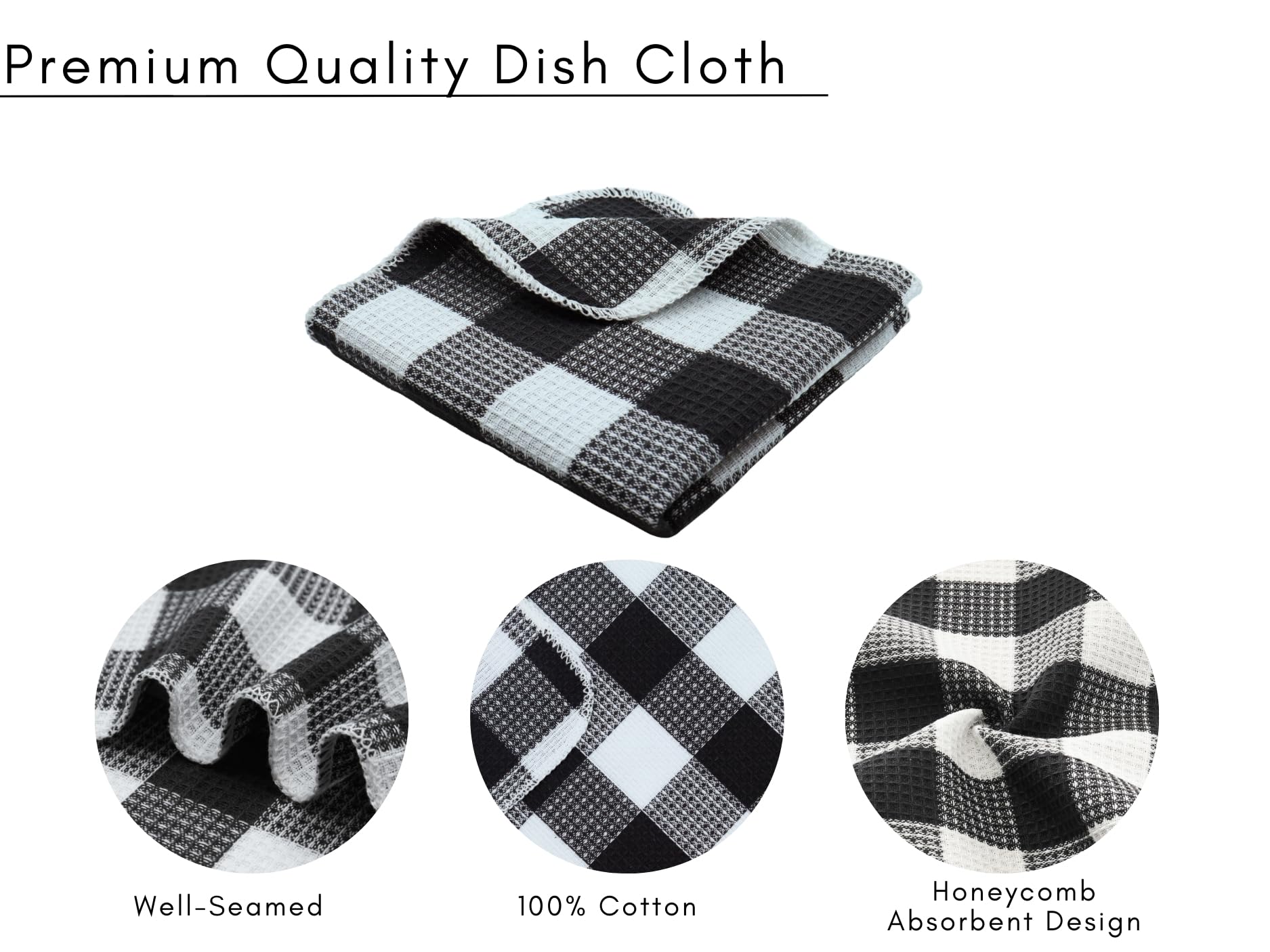 Premium 100% Cotton Waffle Weave Dish Towels - Ultra Soft, Absorbent & Quick Drying Kitchen Cloths (12