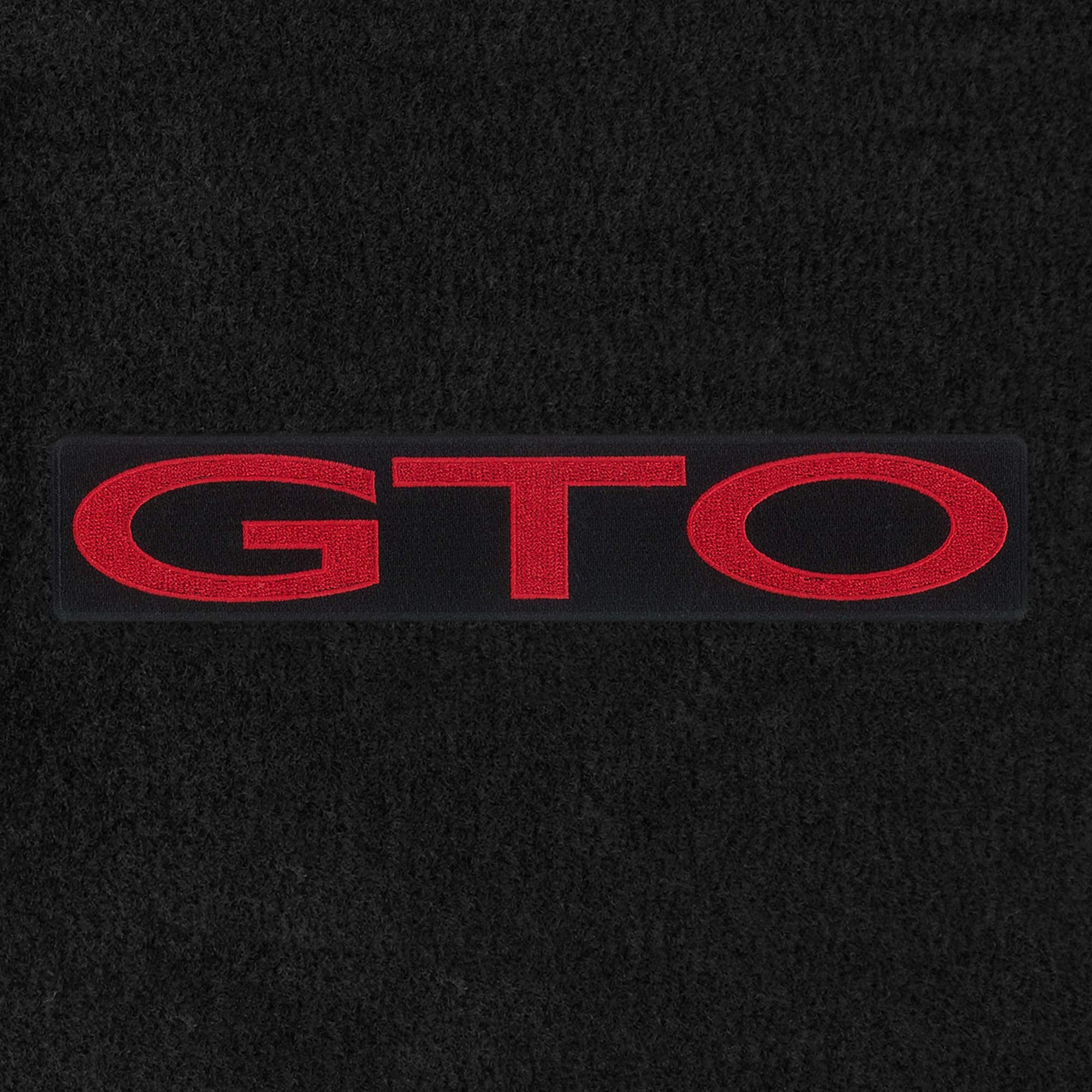 Premium Custom-Fit Carpeted Floor Mats for 2005-2006 Pontiac GTO - Black with Red GTO Logo (2-Piece Front Set) | Luxury Car Floor Liners for Enhanced Comfort & Style | Perfect for Daily Driving, Road Trips & Car Shows