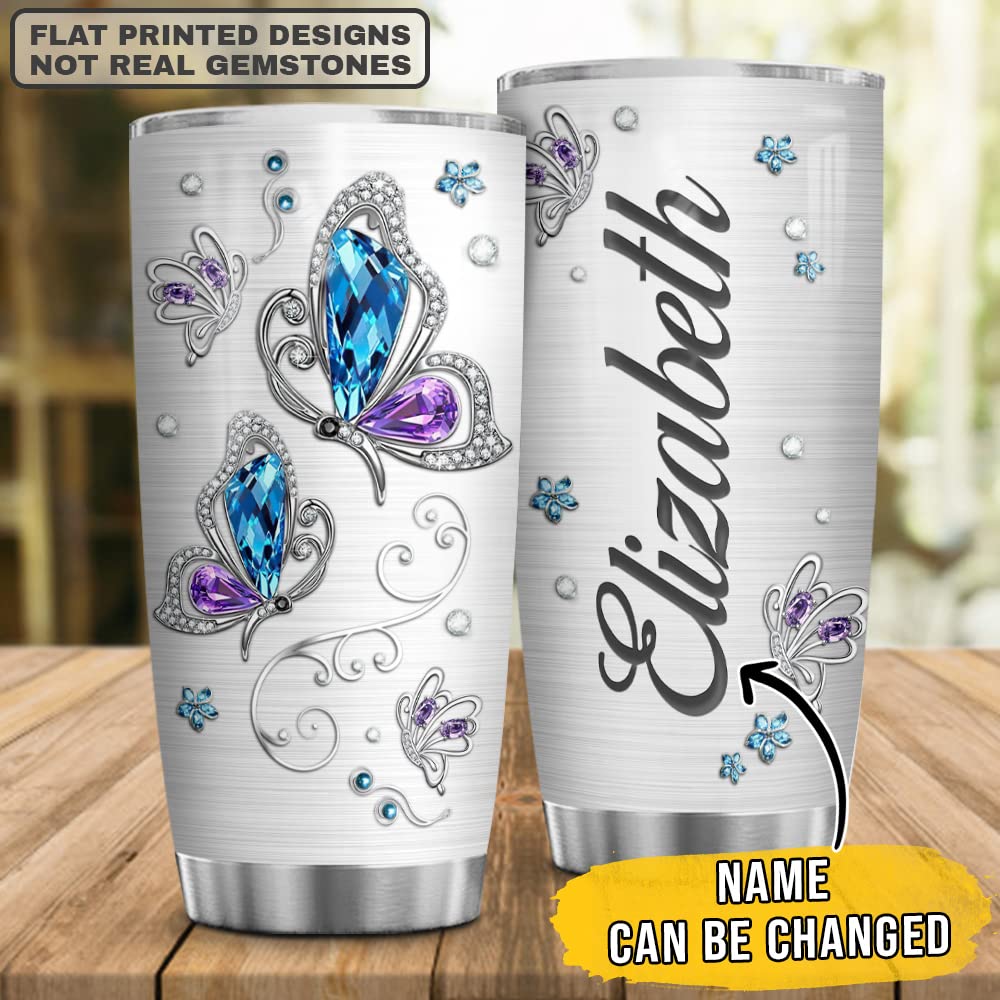 Personalized Butterfly Stainless Steel Vacuum Insulated Tumbler with Lid - Custom Name 20oz & 30oz Double Wall Insulated Coffee Cup for Gym, Travel, Office | Keeps Drinks Hot/Cold for Hours | Perfect Gift for Birthdays, Holidays & Special Occasions