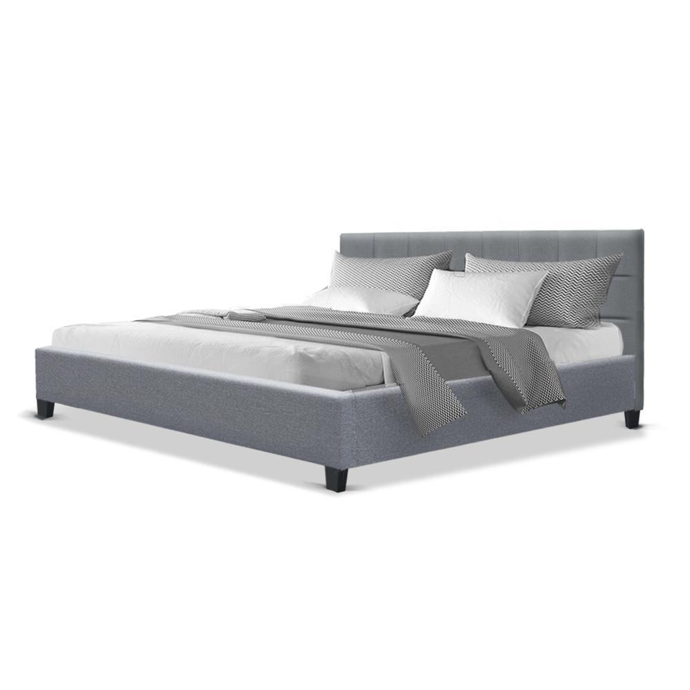 Agnes Bed Grey & Normay Pillow Top Mattress - Medium Firm Queen Size | Premium Comfort for Side & Back Sleepers | Perfect for Guest Rooms & Master Bedrooms