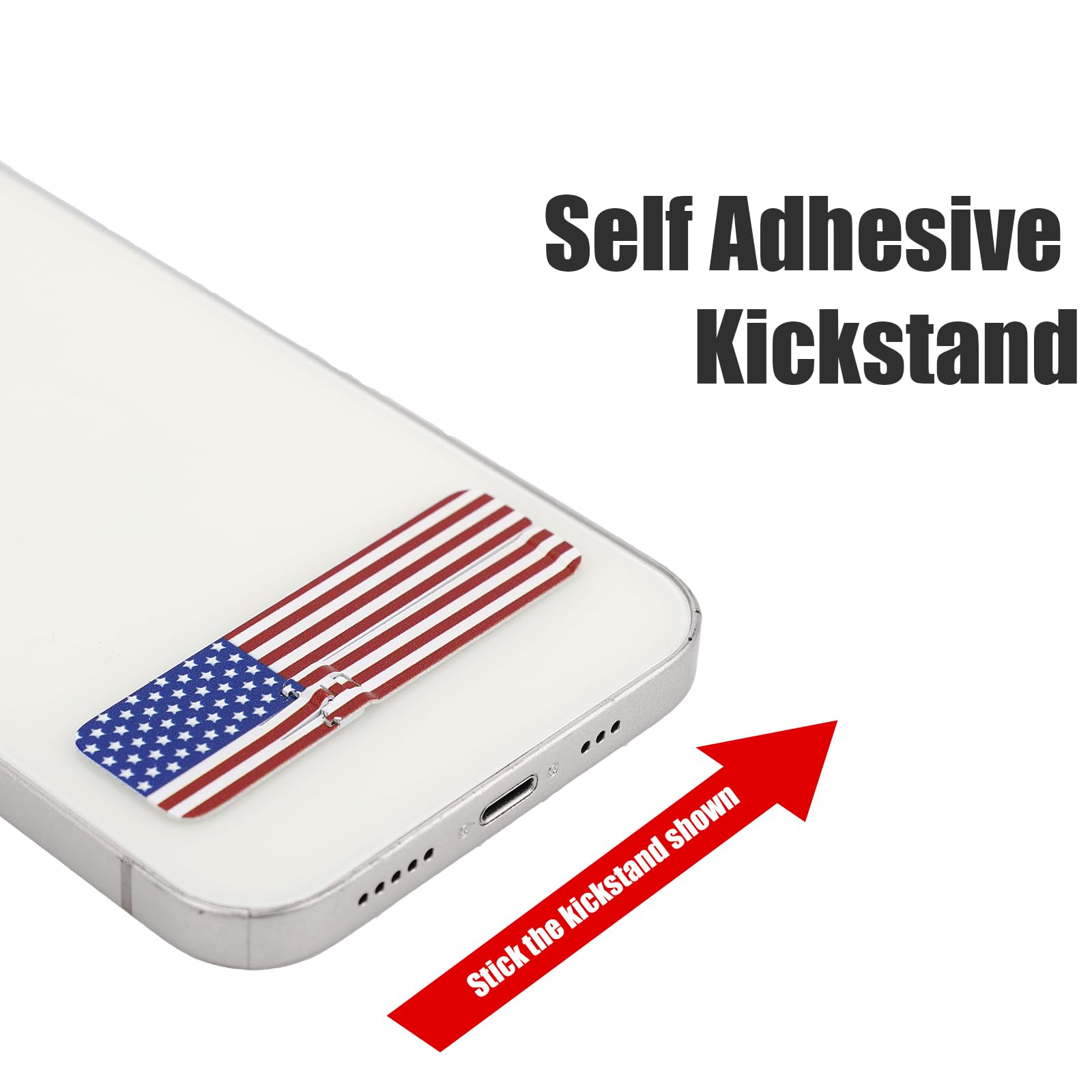 3-Pack American Flag Phone Kickstand - Thin Metal Phone Holder for iPhone & Android, Horizontal/Vertical Desk Stand - Perfect for Office, Travel & Watching Videos
