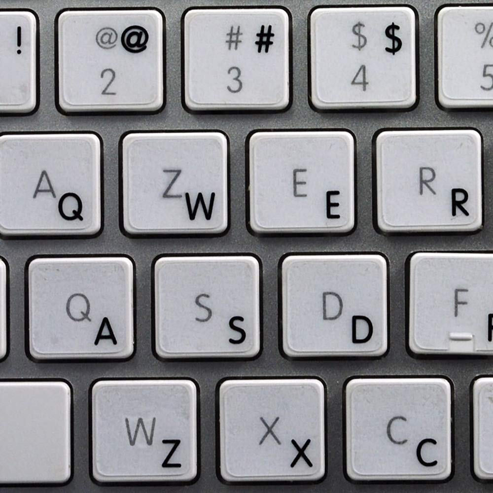 Apple Keyboard Stickers - Black Lettering on Clear Background for Desktop, Laptop & Notebook | Durable English Key Labels for Easy Typing (Perfect for Office, School & Coding)