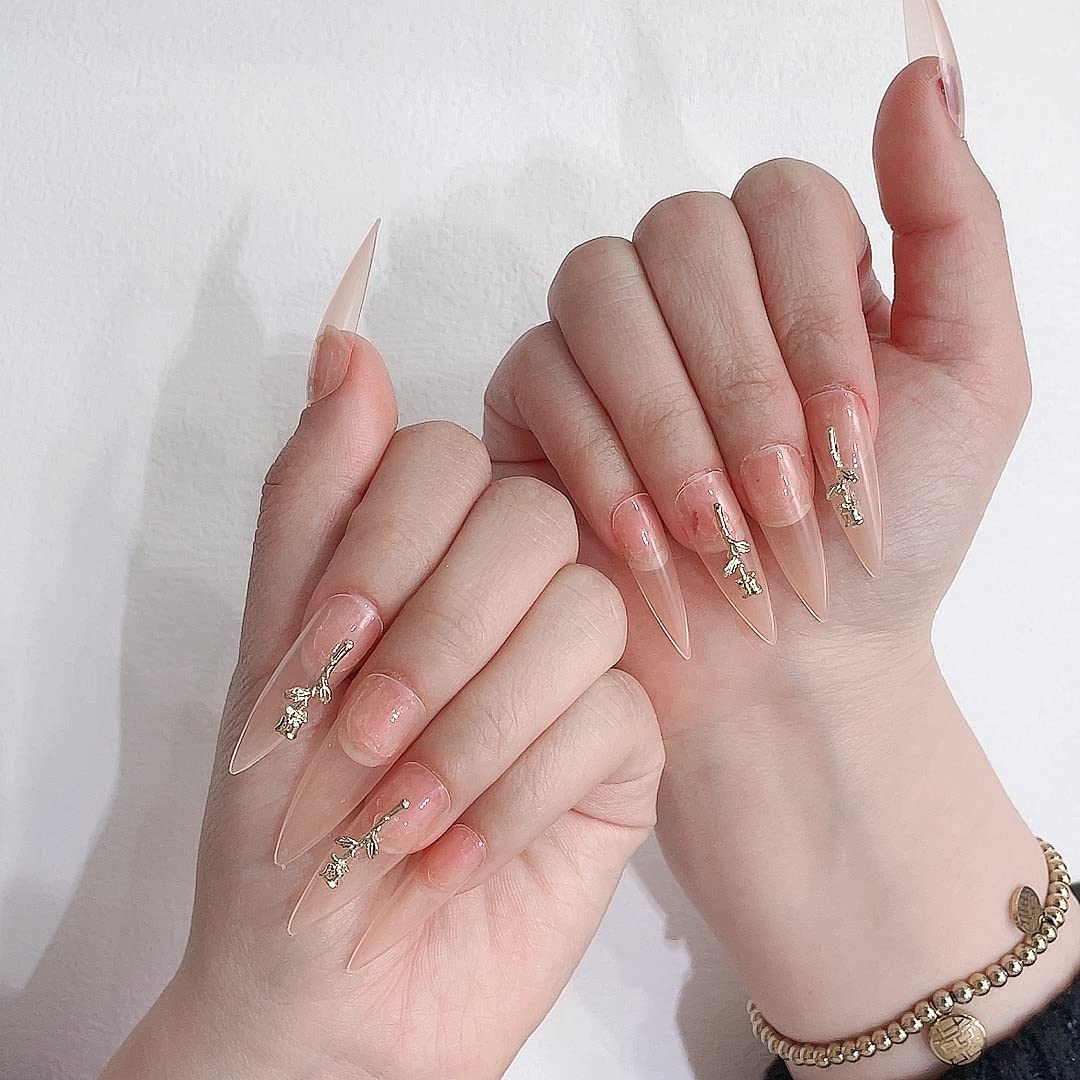 24Pcs Full Cover French Press on Nails - Coffin Shape Acrylic Fake Nails for Women, Reusable False Nails with Pink French Tip Design | Perfect for Parties, Weddings, Date Nights & Special Occasions