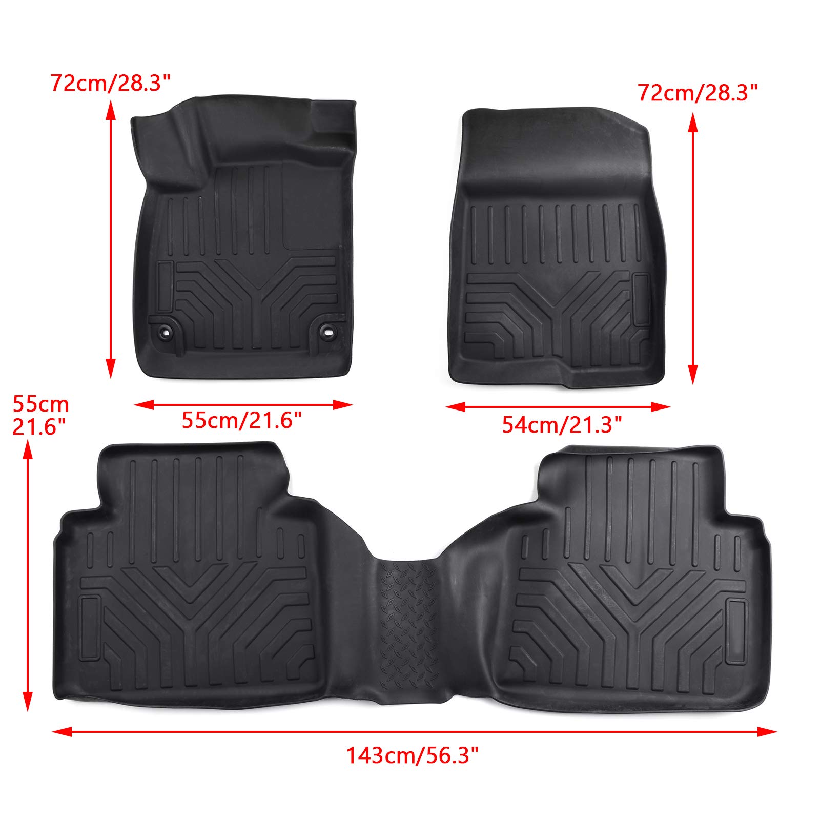 Premium All-Weather Floor Mats for 2018-2020 Honda Accord Sedan - Heavy Duty Black Rubber Car Mats - Perfect for Rain, Snow & Mud Protection - Ideal for Daily Commute & Road Trips