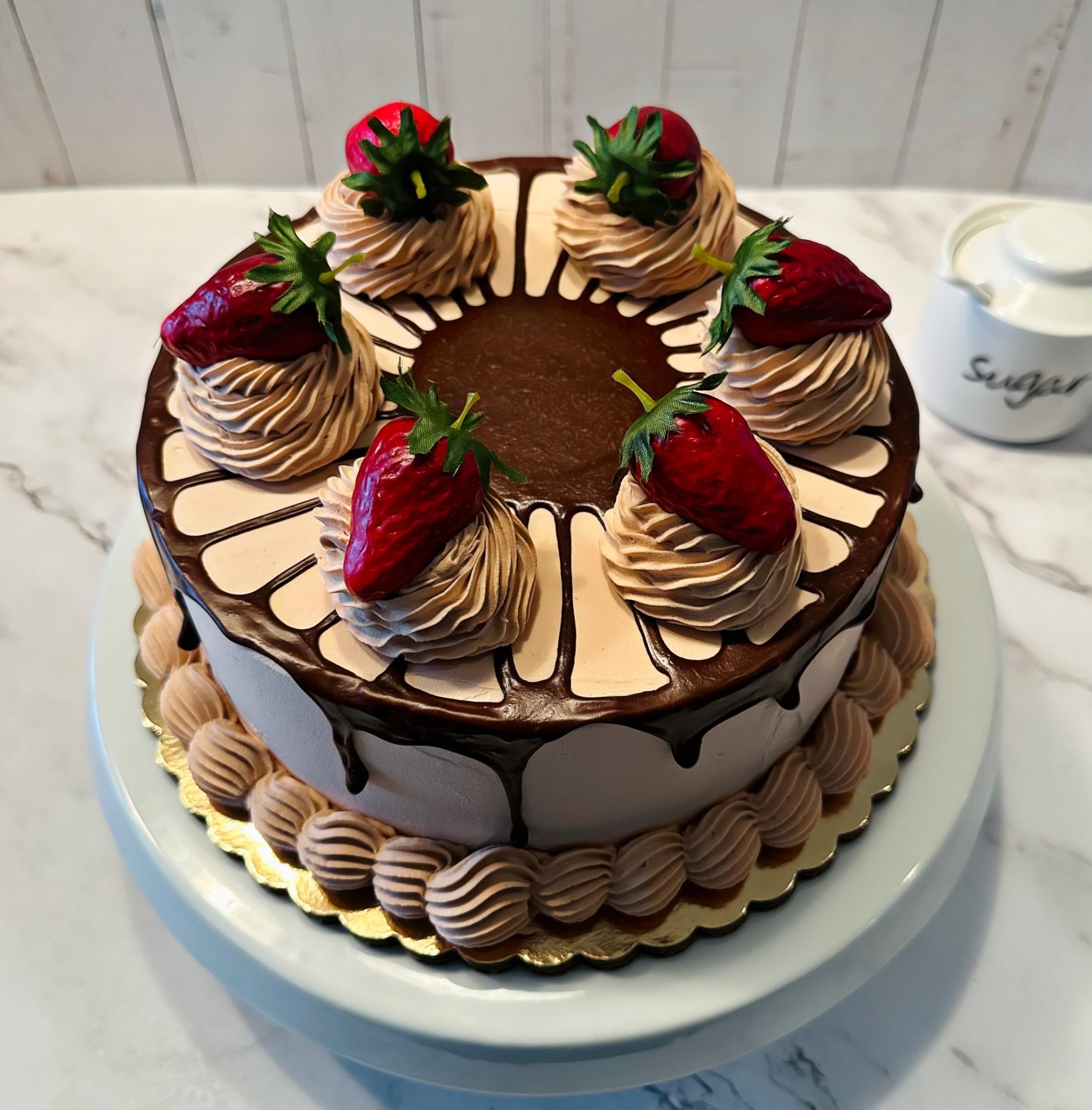 Dezicakes Handmade Fake Chocolate Stripe Cake - Artificial Decorative Cake for Party, Wedding, and Dessert Table Displays