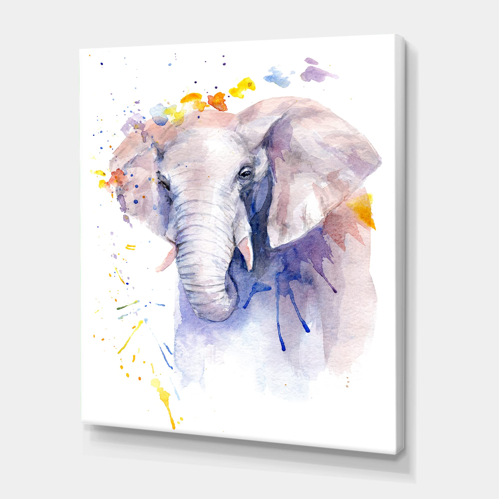 DesignQ Elephant in Flowers Farmhouse Canvas Wall Art - Handmade Painting for Living Room, Bedroom & Office Decor