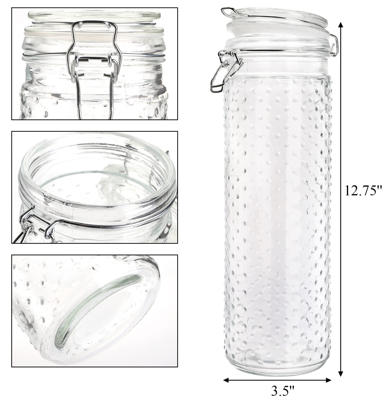 Yesland 2-Pack 60oz Glass Food Storage Jars with Airtight Lids - Large Pasta & Spaghetti Containers - Kitchen Canning Jars for Cereal, Sugar, Beans & Spices - Perfect for Pantry Organization & Meal Prep Storage