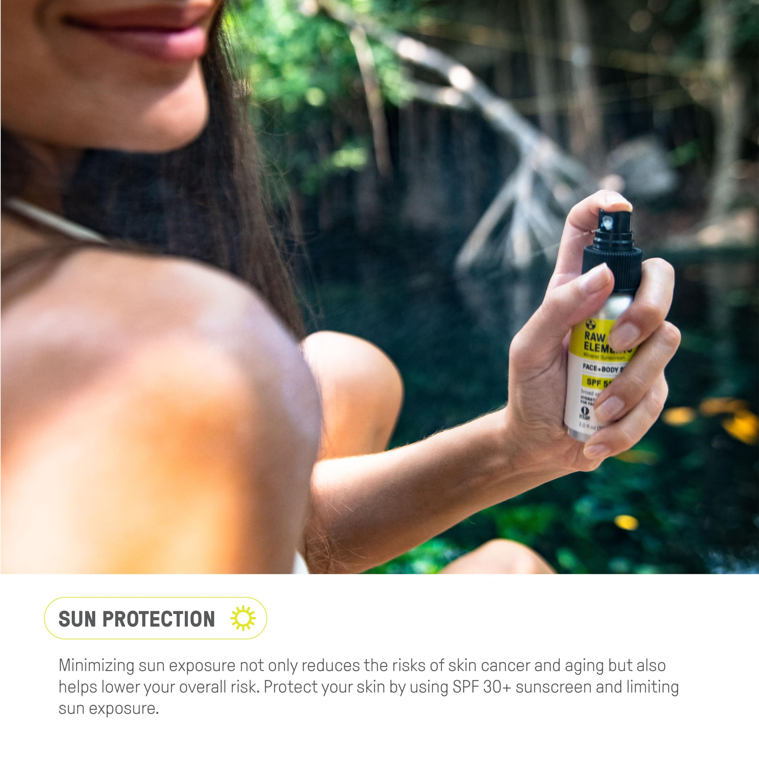 Raw Elements SPF 50 Mineral Sunscreen Spray - All Natural, Reef Safe & Water Resistant | Broad Spectrum UVA/UVB Protection for Face & Body | Safe for Kids & Adults | Travel Size 2oz | Perfect for Beach, Pool, Hiking & Outdoor Activities