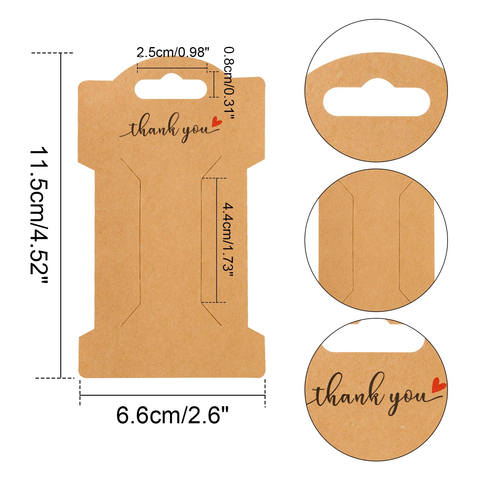 Anwyll 100-Piece Kraft Hair Clip Display Cards | 4.5x2.6 Inch Headband Holder Organizer for Hair Accessories | Perfect for Salon, Retail Store & Boutique Display Organization