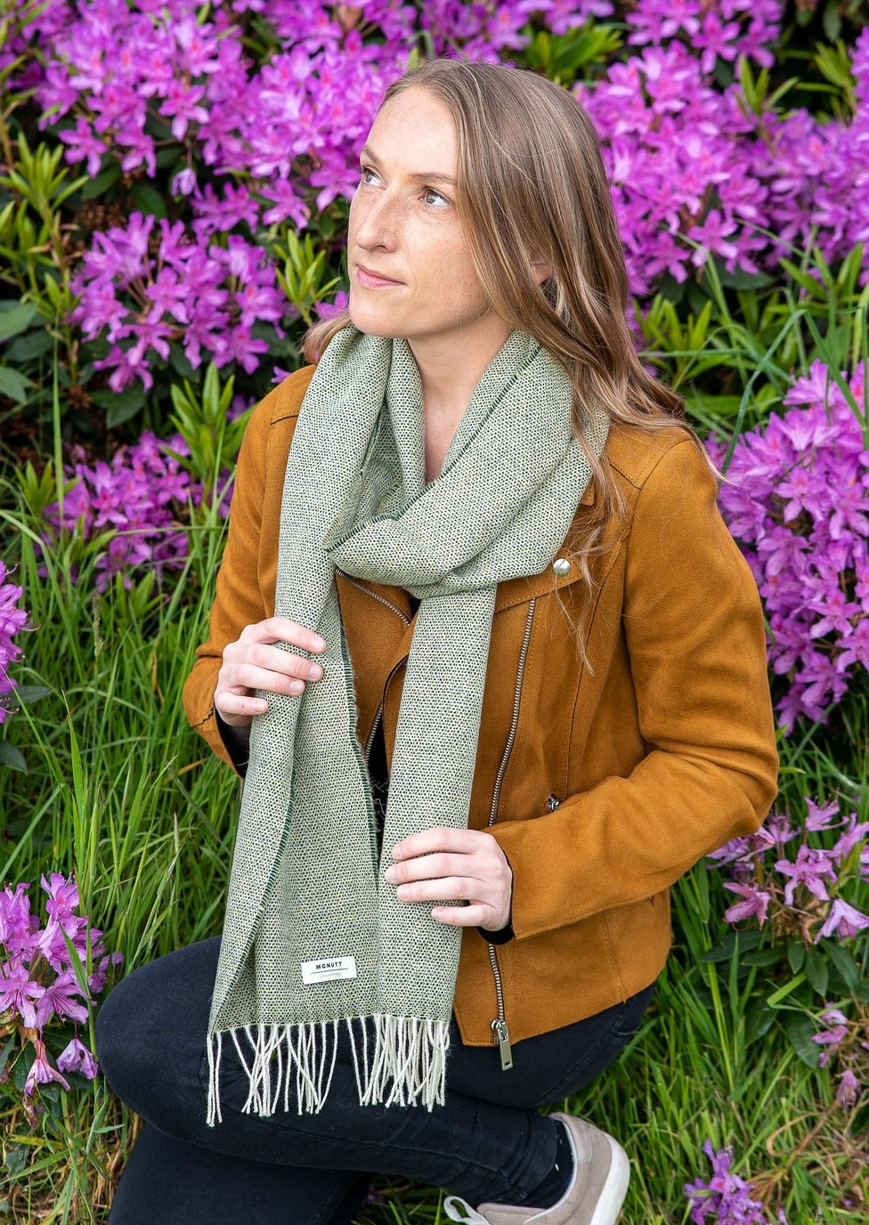 McNutt Lambswool Scarf - Soft Spotted Green Winter Wrap for Women & Men | Cozy Fashion Accessory for Cold Weather, Outdoor Activities & Holiday Gifts