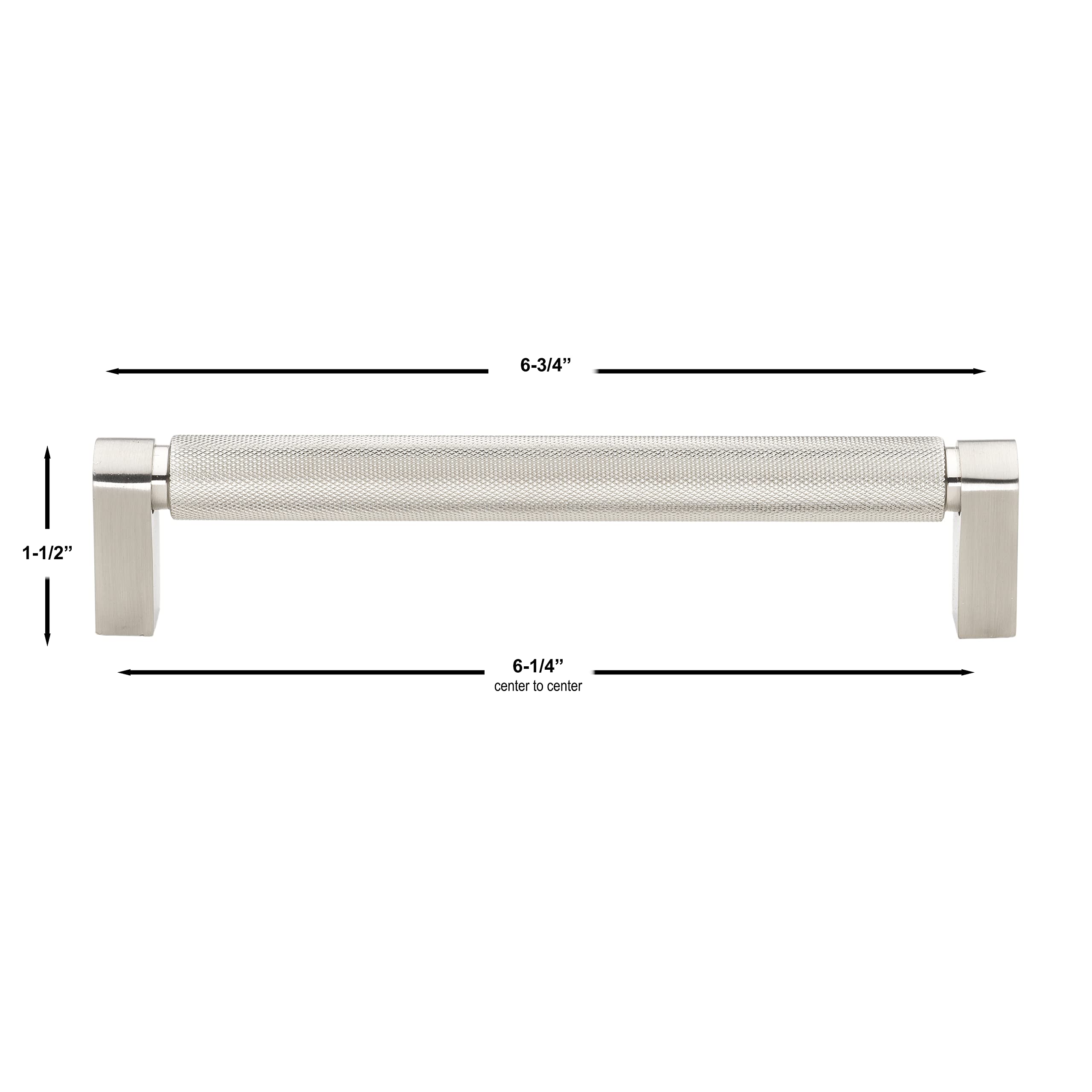 GlideRite Solid Knurled Bar Pull Cabinet Handle - 5 Inch & 6-5/16 Inch (4788) - Perfect for Kitchen Cabinets, Drawers & Furniture Hardware Upgrade