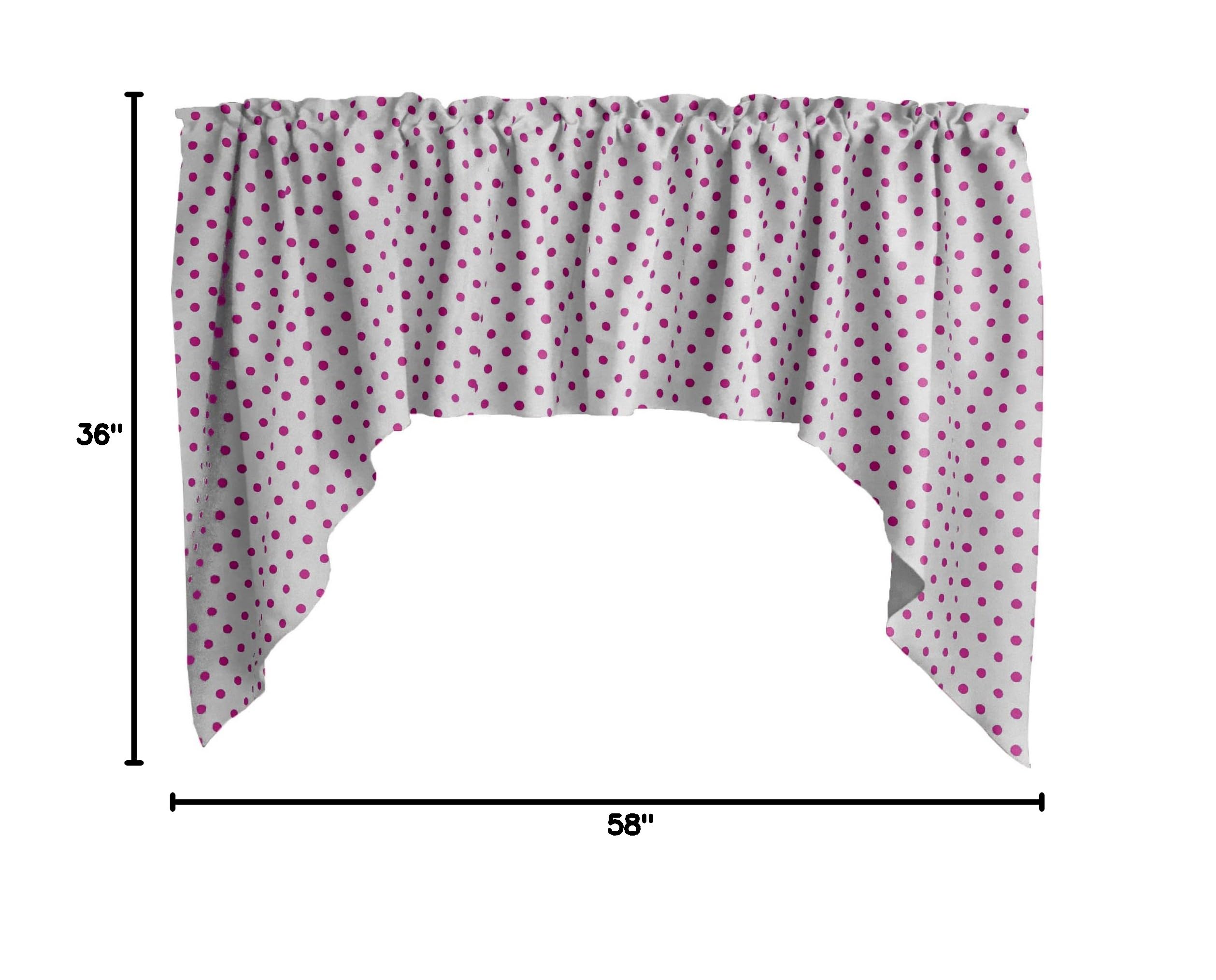 Polka Dot Cotton Window Valance - Small Fuchsia on White Swag Curtain for Bedroom, Nursery, Kitchen & Home Decor - Perfect for Adding a Playful Touch to Any Room