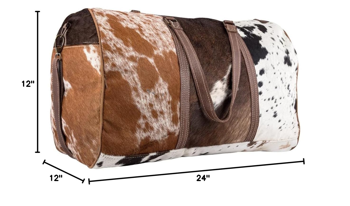 Premium Extra Large Cowhide Duffel Bag - Tricolor Leather Travel, Gym & Weekender Overnight Bag | Durable & Stylish for Business Trips, Workouts & Weekend Getaways