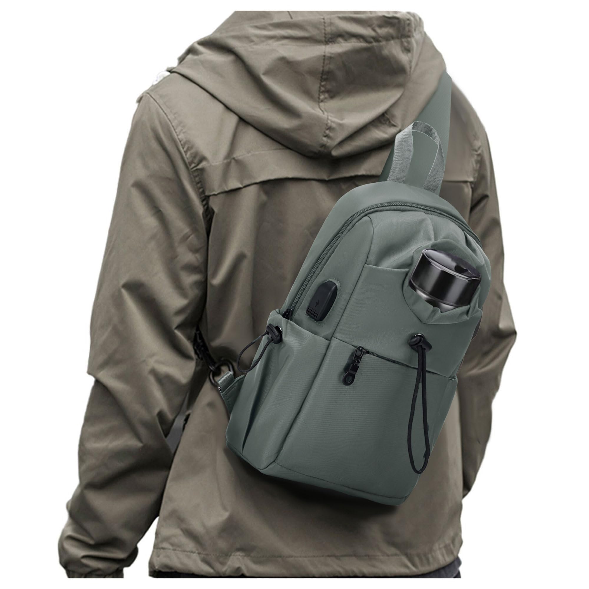 SEAFEW Tactical Sling Backpack for Men - Green Anti-Theft Crossbody Shoulder Bag, Compact Chest Pack for Motorcycle Riding, Travel, Hiking & Outdoor Sports | Perfect for Commuting, Gym, Cycling & Everyday Use