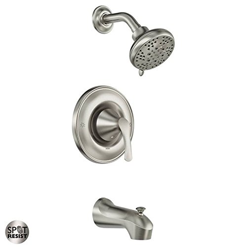 Moen 82550SRN Darcy One-Handle Tub and Shower Faucet in Spot-Resistant Brushed Nickel Finish - Perfect for Bathroom Renovation and Modern Home Decor