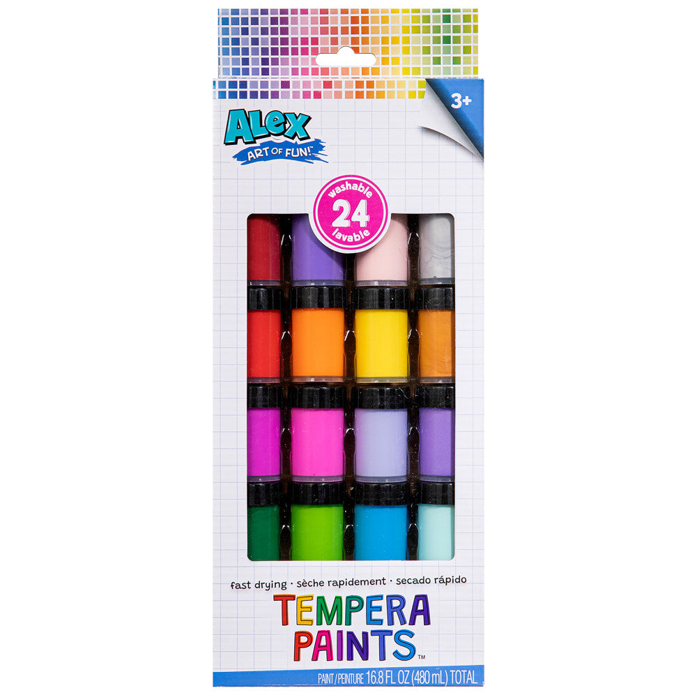 Alex Art Of Fun Tempera Paint Set - 24 Vibrant Non-Toxic Washable Colors for Kids Ages 3+ | Perfect for Classroom Art Projects, DIY Crafts & Home Painting Activities