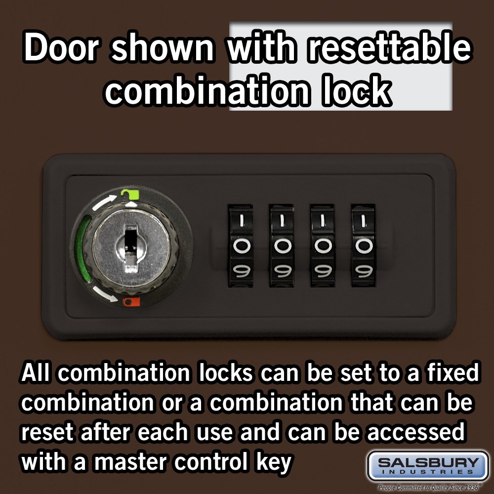 Salsbury Industries 19048-07ZRC 4-Unit Recessed Wall Mount Cell Phone Locker with Resettable Combination Locks - 8-Inch Bronze Compartments for Schools, Gyms & Offices