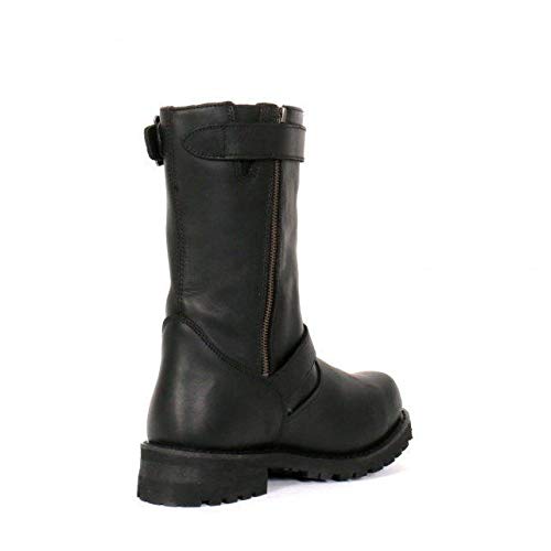 Hot Leathers BTM1005 Men's Black 10-inch Engineer Boots - Round Toe, Lug Sole, Size 9 | Durable Leather Work Boots for Motorcycle Riding, Construction & Outdoor Activities