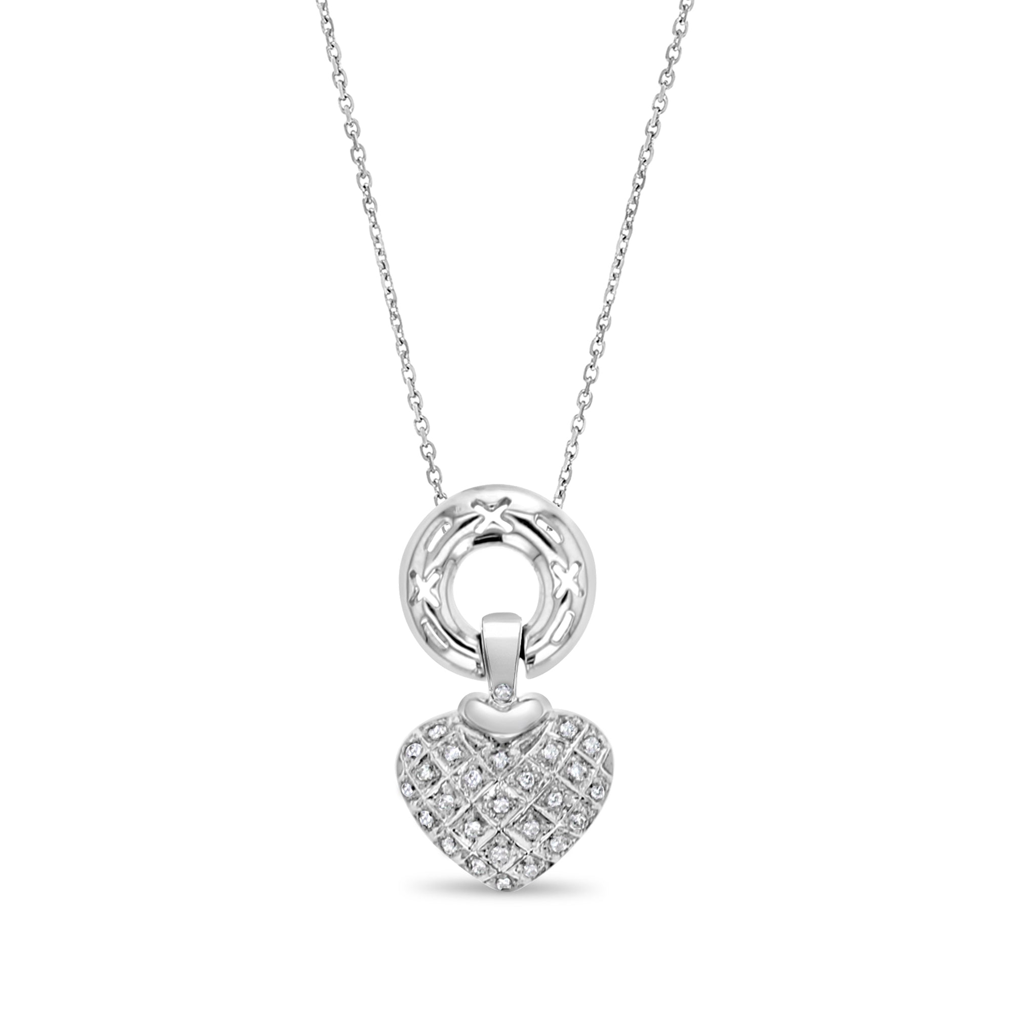 14K White Gold Heart Shaped Pave Diamond Necklace for Women - Elegant Valentine's Day Gift, Anniversary Jewelry & Romantic Date Night Accessory
