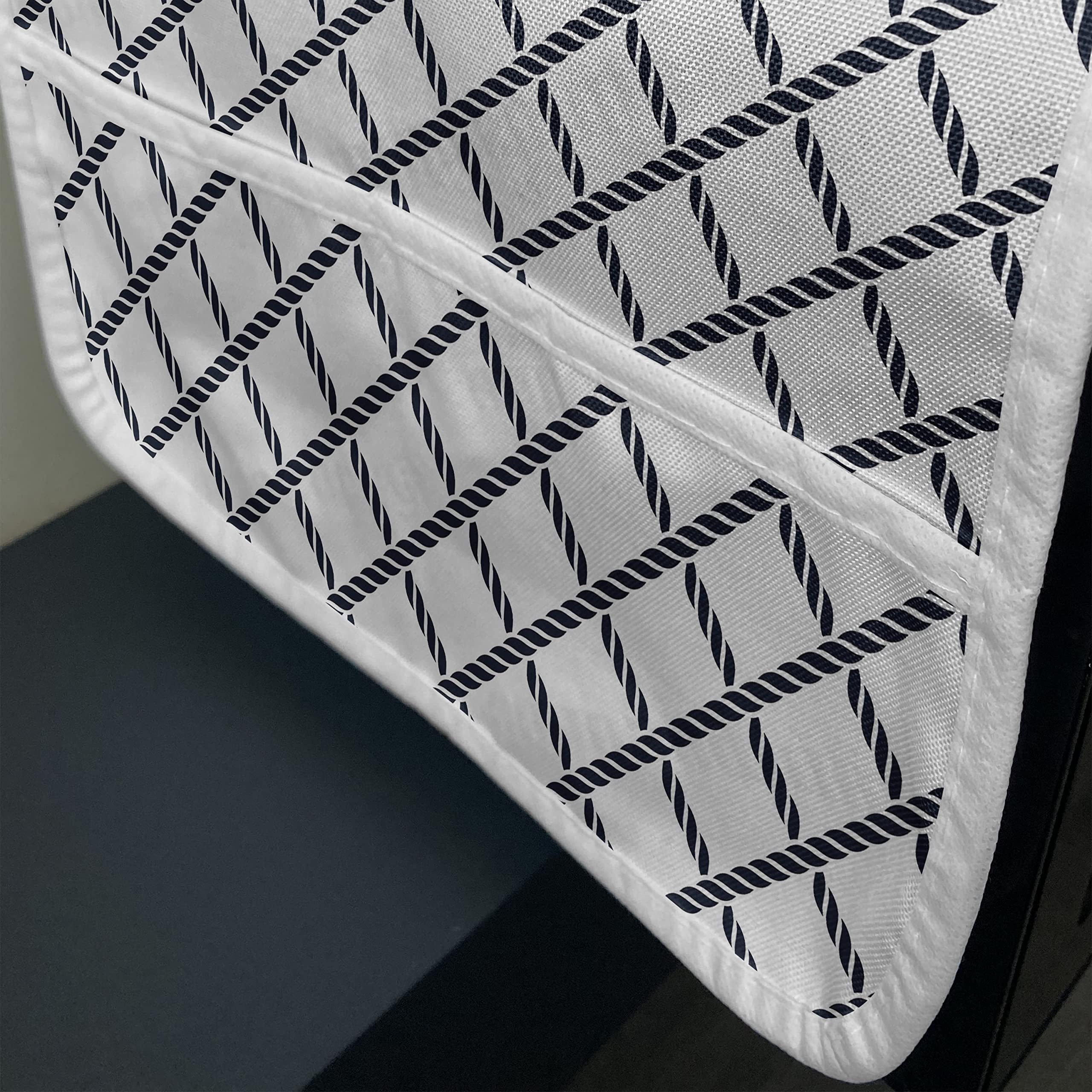 Ambesonne Geometric Microwave Oven Cover - Checkered Nautical Fishnet Design, Waterproof Kitchen Organizer with Pockets, 36