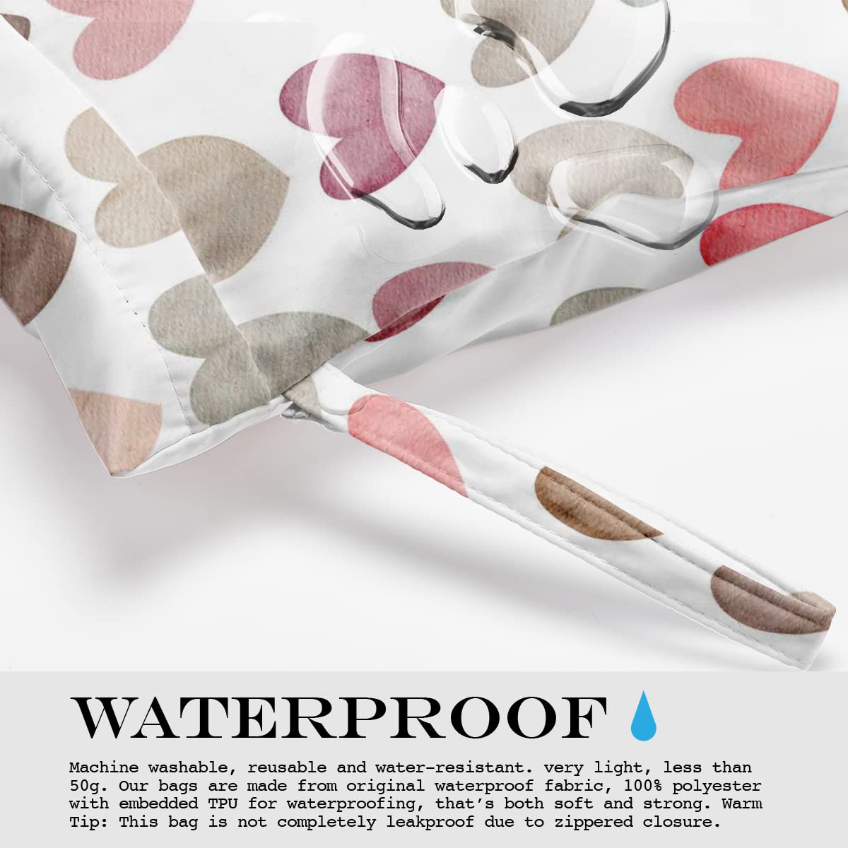 Waterproof Wet Dry Bag for Swimsuits, Travel, Beach & Pool - Reusable Leakproof Storage for Diapers, Gym Clothes, Toiletries & Makeup - Boho Heart Design for Daycare, Yoga & Sports Activities
