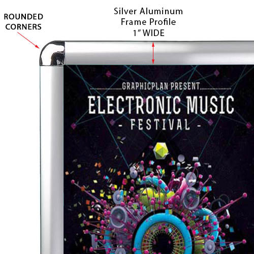 16x20 Wall Snap Frame Poster Sign Holder with Rounded Corners - Silver Aluminum Frame for Home, Office, or Retail Display