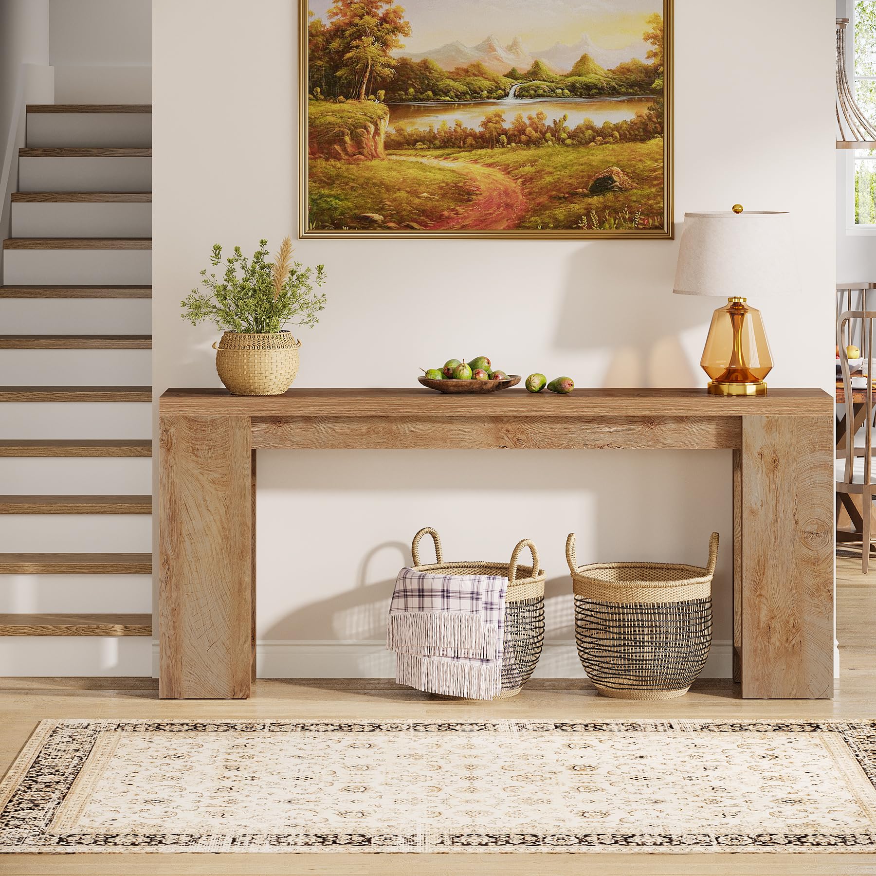Tribesigns 70.9-Inch Extra Long Farmhouse Console Table - Light Oak Brown Sofa Table for Behind Couch, Narrow Entryway Accent Table - Perfect for Living Room, Hallway, Entrance & Foyer Decor | Ideal for Small Spaces, Home Office & Apartment Entryways