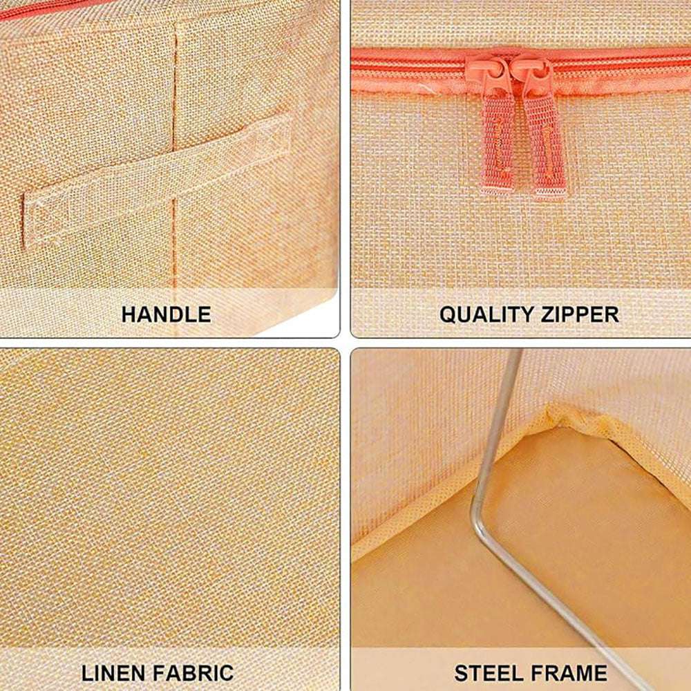 100L Large Cloth Storage Box - Foldable Closet Organizer for Clothes, Blankets & Seasonal Items | Wardrobe Storage Bags | Space Saving Home Organization Solution (Cream) | Perfect for Bedroom, Closet & Travel Storage