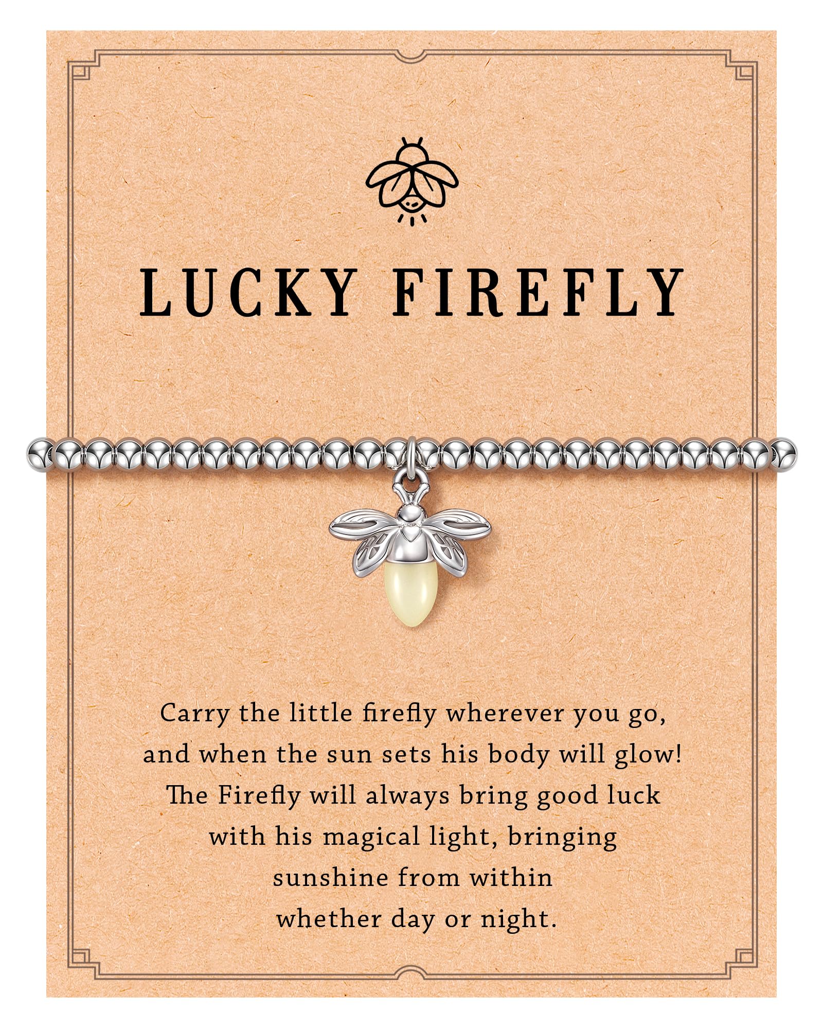 Lucky Firefly & Bumble Bee Bracelet for Women - Inspirational Jewelry Gift for Birthday, Christmas & Special Occasions - Perfect for Everyday Wear, Date Nights & Gift Giving