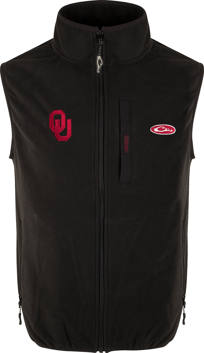 Oklahoma Camp Fleece Vest for Men & Women - Warm Soft Outdoor Hunting Hiking Vest - Lightweight Comfortable Fleece Jacket for Camping, Fishing, and Winter Activities