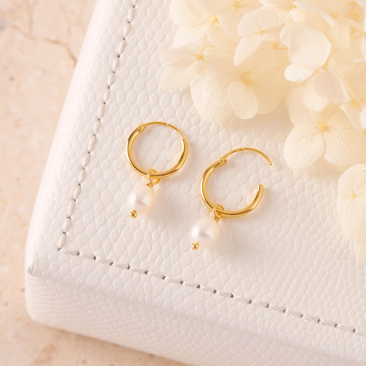 18K Gold Pearl Sleepers – Elegant & Hypoallergenic Earrings for Women | Perfect for Weddings, Parties & Everyday Wear
