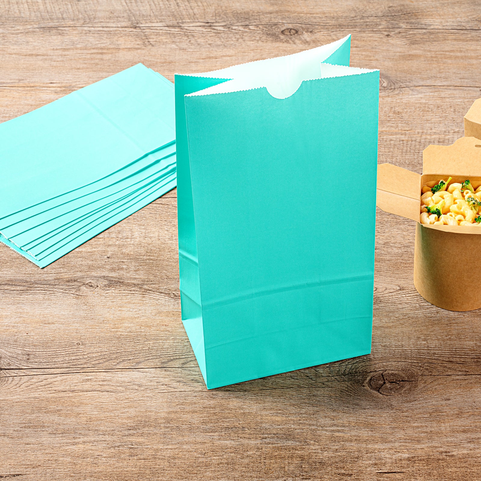Premium Turquoise Paper Bags - 6x3.5x10.75 Inches - 6 lb Capacity - Pack of 100 - Eco-Friendly Gift Bags for Parties, Weddings & Retail Packaging