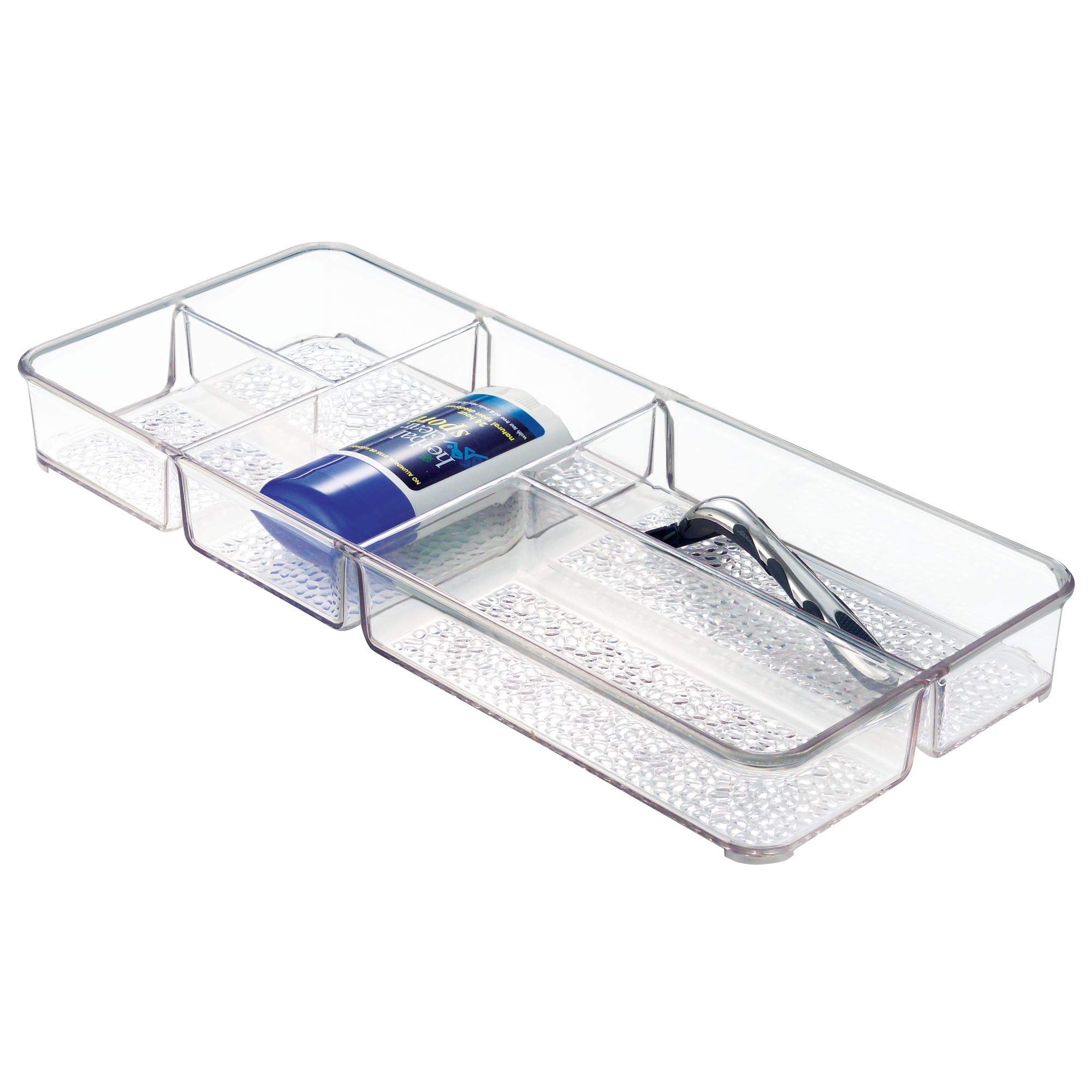 iDesign Clear Plastic Divided Vanity Organizer - 5 Compartment Storage Tray for Makeup, Cosmetics & Accessories | Perfect for Bathroom Countertops, Vanity Tables & Cabinets | Organize Jewelry, Brushes & Skincare Products