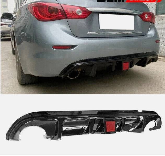 2014-2017 Infiniti Q50 Rear Bumper Lip Diffuser with LED Brake Light - ABS Plastic Spoiler for Enhanced Aerodynamics & Style - Perfect for Car Enthusiasts & Street Racing