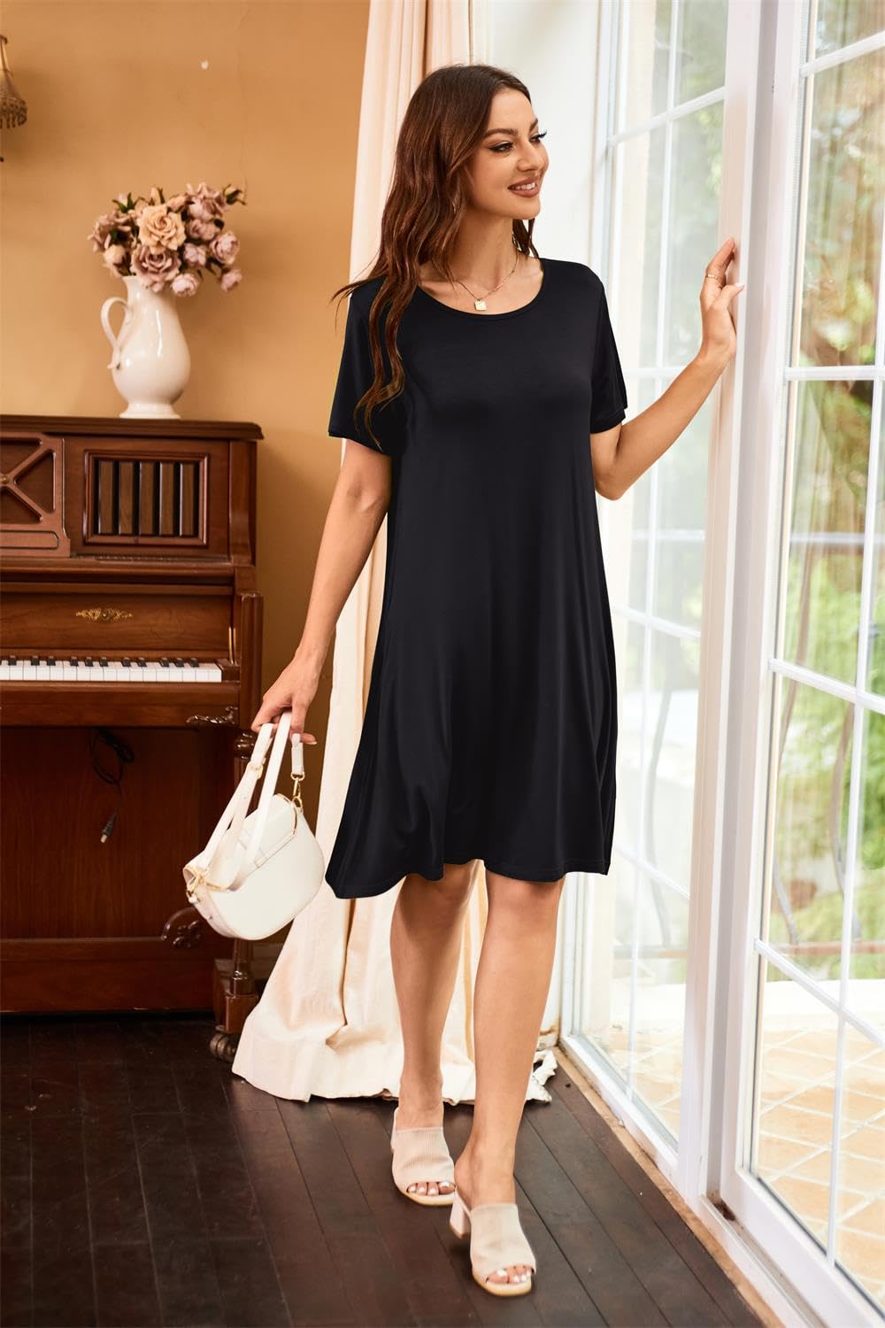 Women's Floral Summer Casual Dress - Sleeveless/Short Sleeve with Pockets | Lightweight & Comfortable for Beach, Vacation, and Everyday Wear