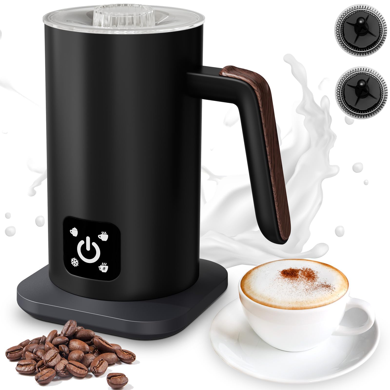 Premium 590ml Cappuccino Electric Milk Frother 4-in-1 - CremaFacile PRO with Quick Foam Technology for Coffee, Latte, Hot Chocolate | Ultra Quiet & Portable for Home, Office & Travel | Perfect for Barista-Style Drinks & Entertaining