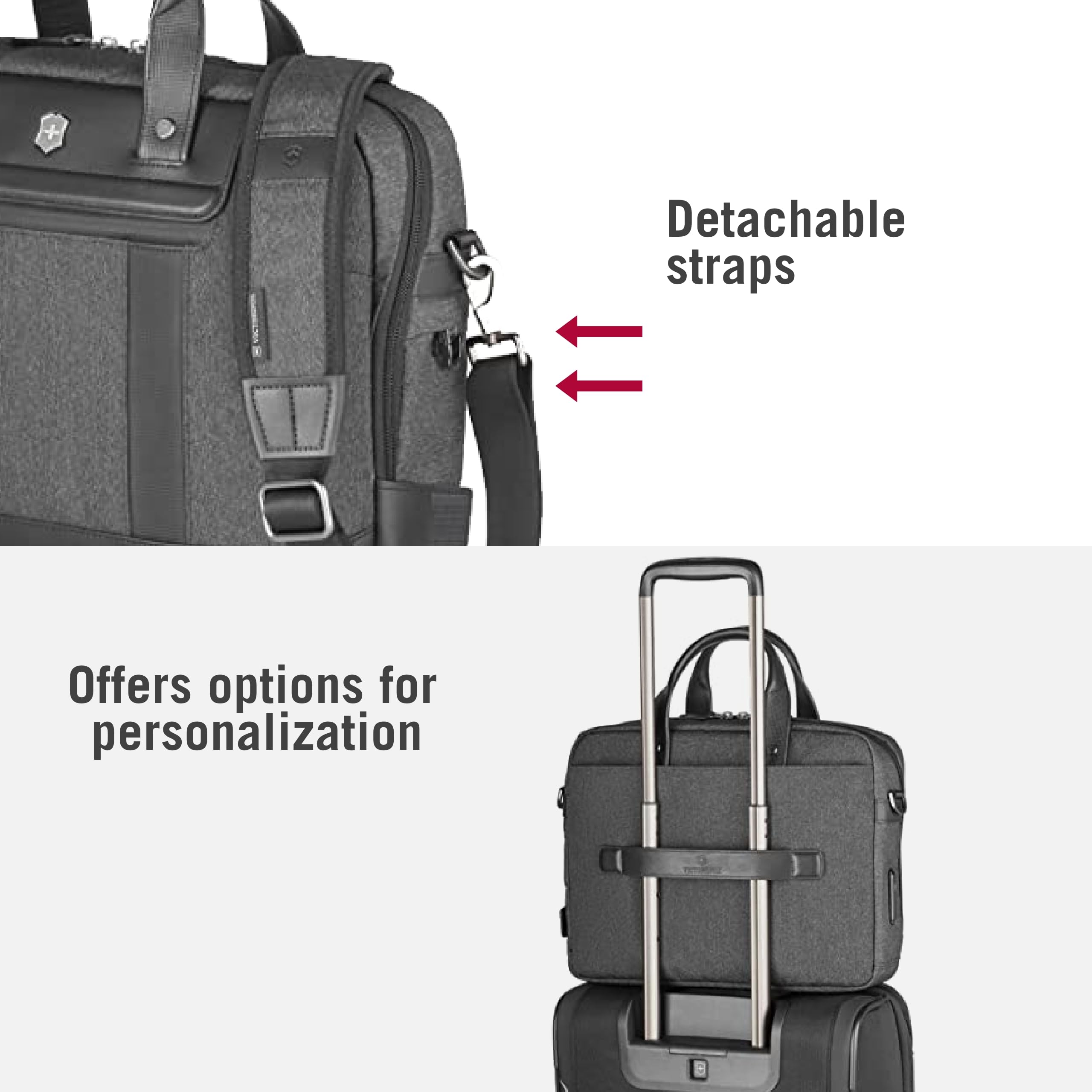Victorinox Architecture Urban2 Professional Laptop Briefcase - 16L Gray Business Bag with Detachable Shoulder Strap - Ideal for Work, Travel & Commuting - Durable Office Briefcase for Men & Women