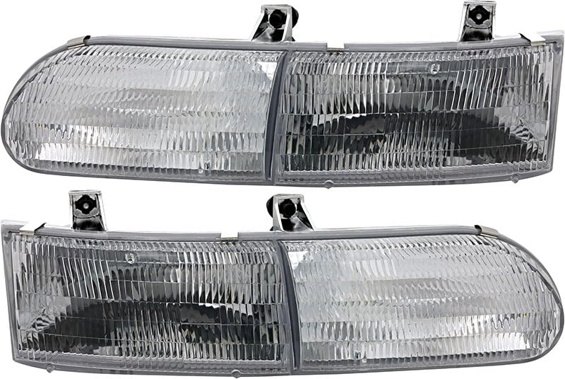 1992-1995 Ford Taurus Halogen Headlight Assembly Kit - Driver & Passenger Side Replacement Lamps - Perfect for Night Driving & Vehicle Restoration Projects