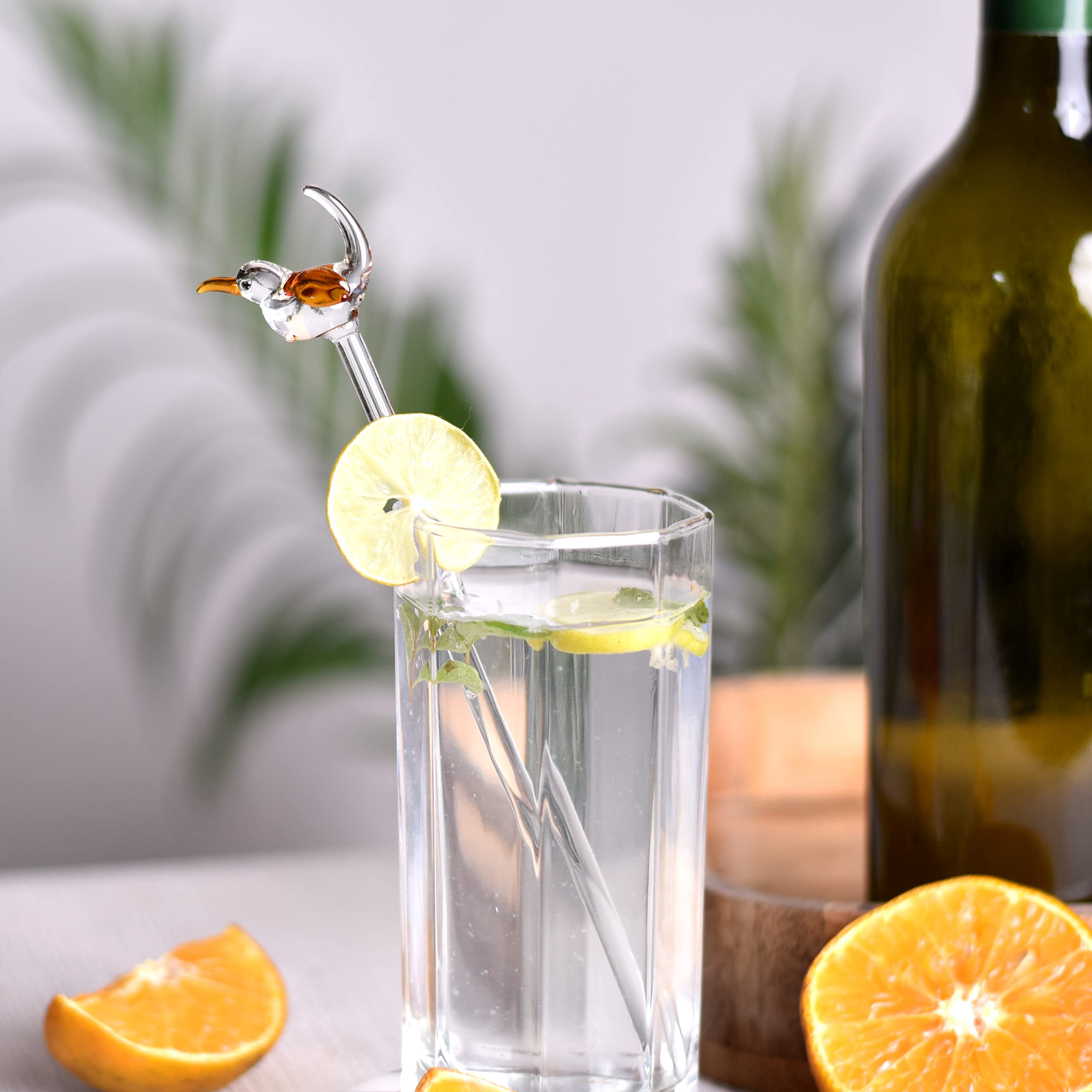 6-Piece Indian Shelf Glass Drink Stirrer Set - Reusable Swizzle Sticks for Cocktails & Coffee - Bar Accessories for Mixing Drinks (Perfect for Home Bars, Coffee Shops & Party Cocktails)
