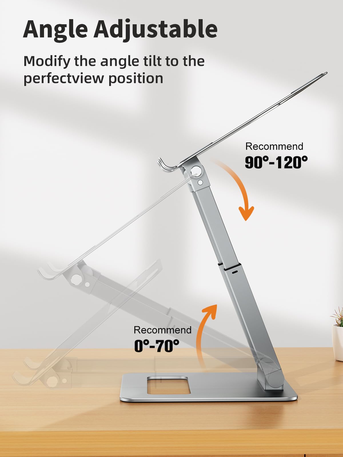 Adjustable Height Laptop Stand for Desk, Ergonomic Sit-Stand Computer Riser for Posture Support, Aluminum Laptop Holder for Spine Protection, Compatible with MacBook Pro & All 10-17