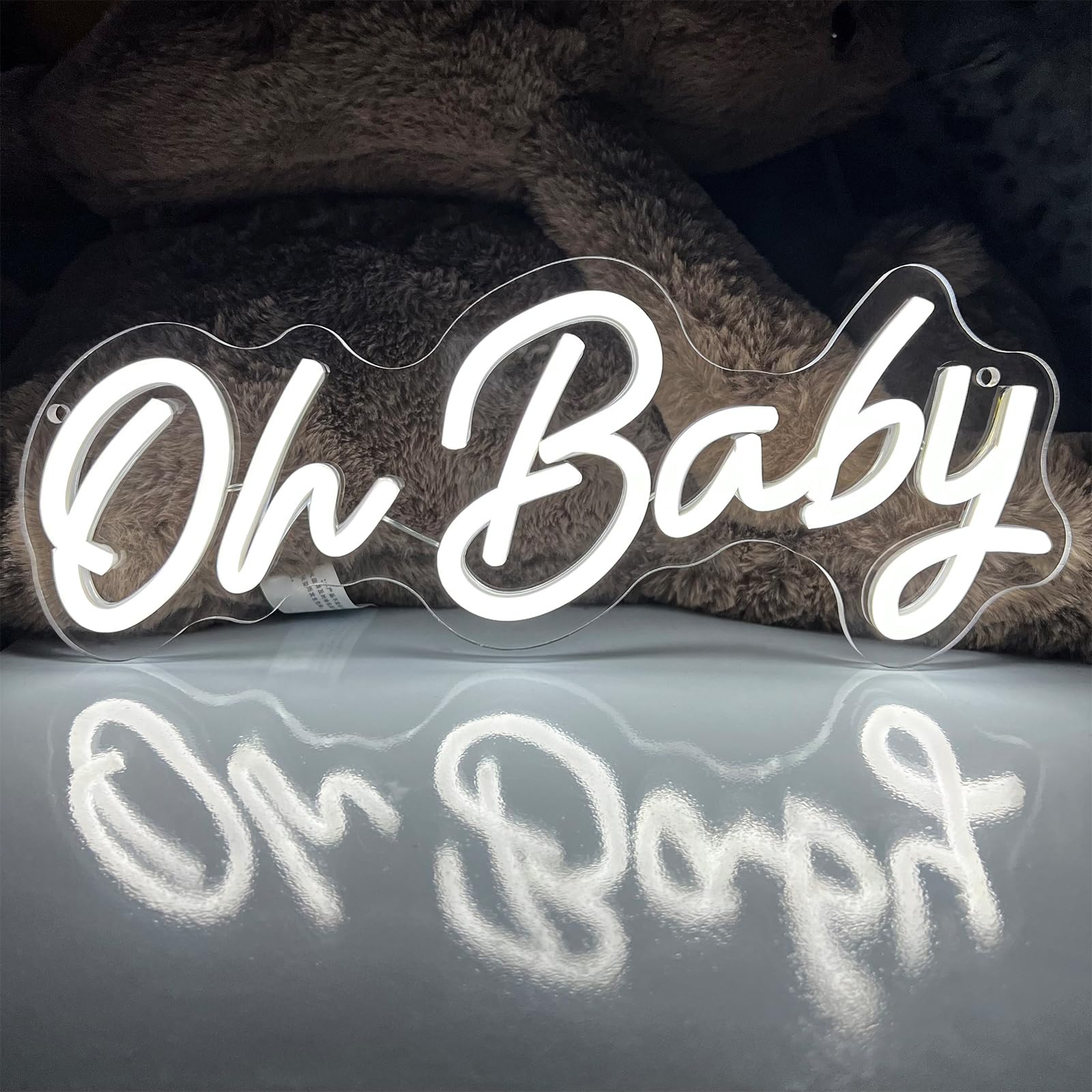 Oh Baby Neon Sign - Dimmable LED Wall Decor for Bedroom, Wedding & Baby Shower | USB Powered Custom Neon Light for Valentine's Day Gift & Birthday Party Backdrop | Perfect for Home Decor & Romantic Ambiance