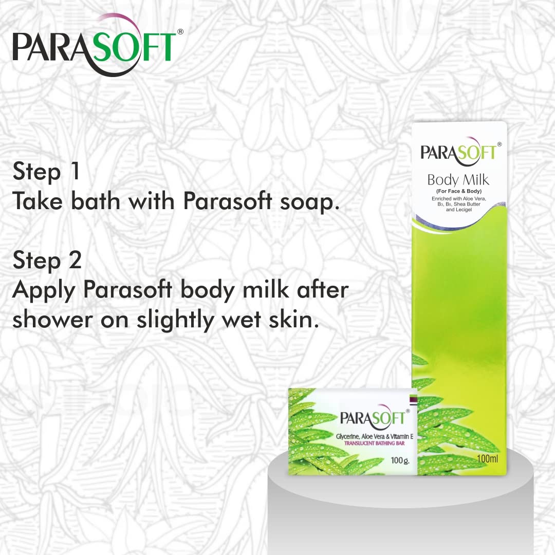PARASOFT Nourishing Body Milk & Soap Set - Ultra Moisturizing Lotion for Dry, Sensitive & All Skin Types - 100ml Hydrating Skincare Duo - Perfect for Daily Body Care & Gift Sets