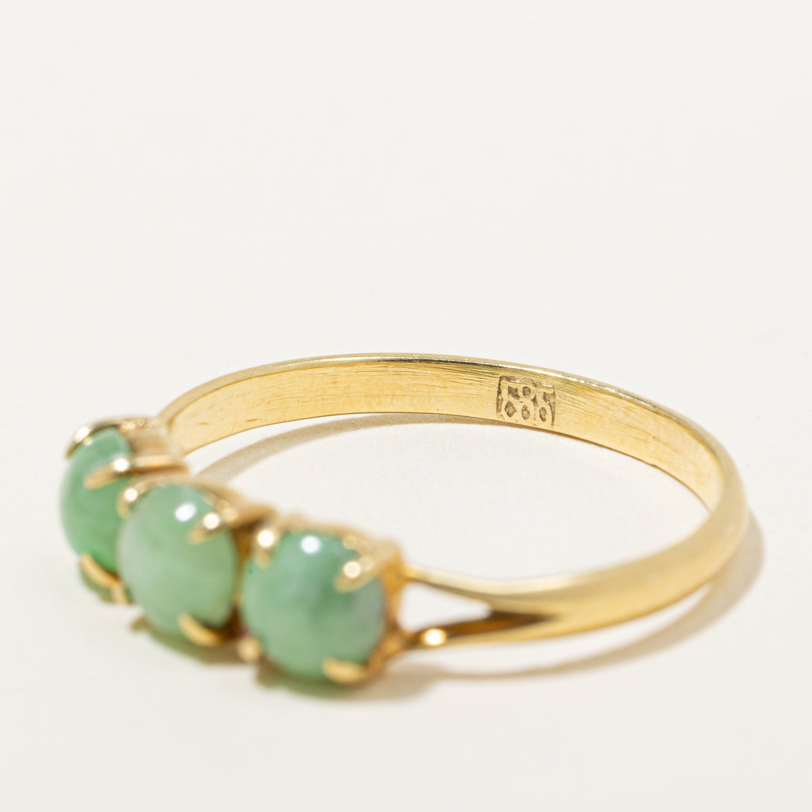 Exquisite Three Stone Jade Ring | 0.96 Carat Total Weight | Size 5.25 | Elegant Jewelry for Women | Perfect for Weddings, Anniversaries & Special Occasions